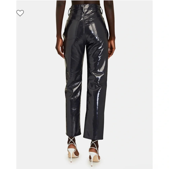 Agolde Recycled Leather 90's Pinch Waist in Shadow Patent Size 26 Pants Revolve - Picture 10 of 11